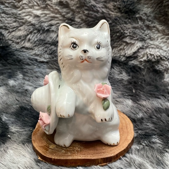 Vintage Cute Cat with Hat Porcelain Figurine - Picture 1 of 16